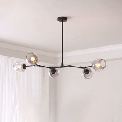 Pendelleuchte mit Glaskugeln | Schwarzes oder Goldenes Gestell | 5–9 Lichter | Klares, Rauch- oder Farbiges Glas