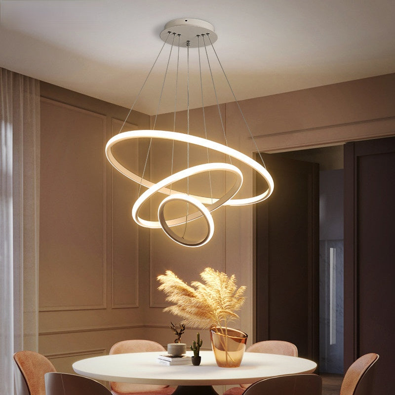 Pendelleuchte mit Ringen LED | Schwarz, Weiß, Kaffeebraun oder Gold | 2–4 Ringe | Ø 20–80 cm