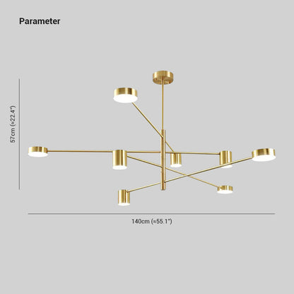 Pendelleuchte LED Industrial | Astform aus Schwarzem oder Goldenem Metall | 4-, 6- oder 8-flammig | 3 Lichtfarben