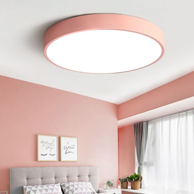 Deckenleuchte LED Rund | Metall und Acryl in 5 Farben | Gelb, Blau, Grün, Rosa oder Grau | Ø 30–50 cm