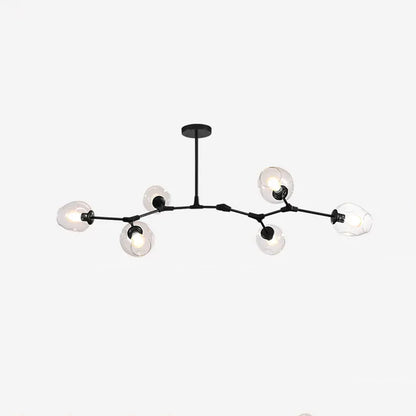 Pendelleuchte mit Glaskugeln | Schwarzes oder Goldenes Gestell | 5–9 Lichter | Klares, Rauch- oder Farbiges Glas