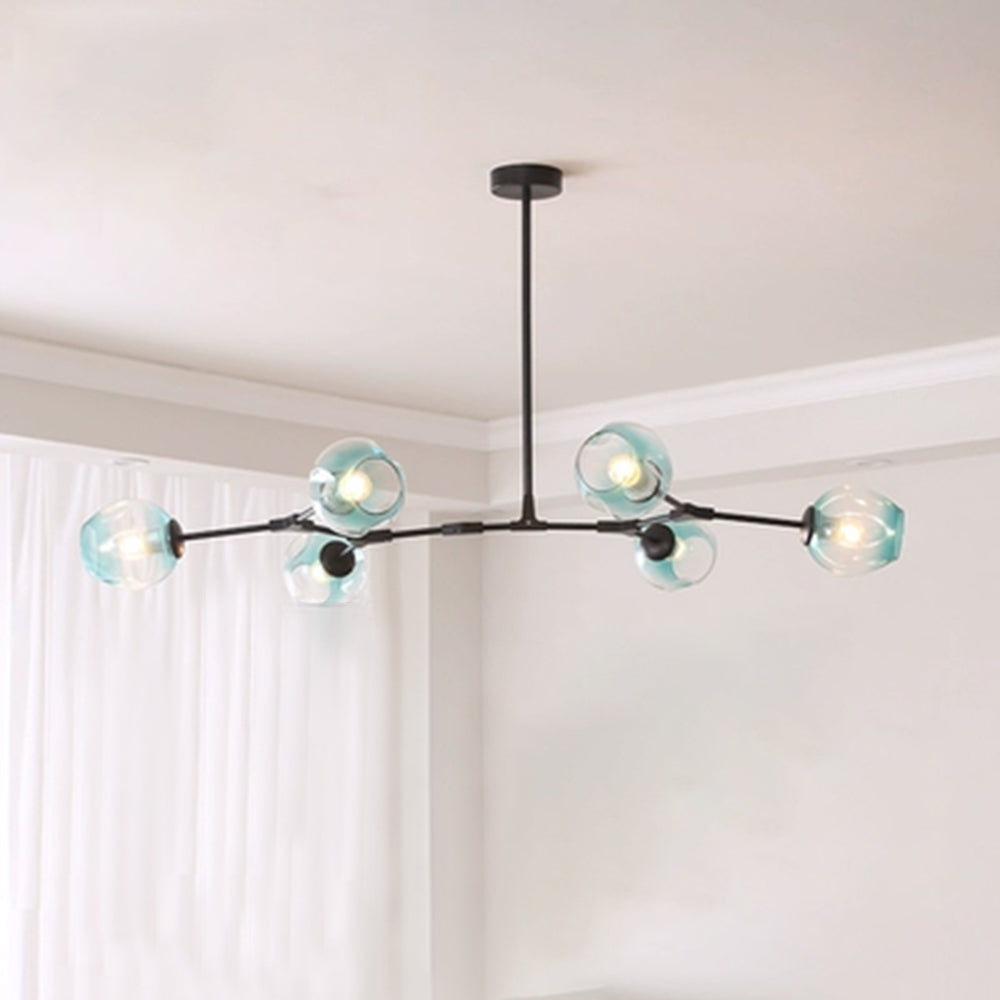 Pendelleuchte mit Glaskugeln | Schwarzes oder Goldenes Gestell | 5–9 Lichter | Klares, Rauch- oder Farbiges Glas