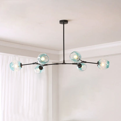 Pendelleuchte mit Glaskugeln | Schwarzes oder Goldenes Gestell | 5–9 Lichter | Klares, Rauch- oder Farbiges Glas
