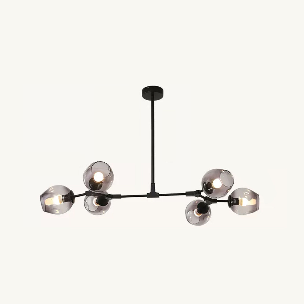 Pendelleuchte mit Glaskugeln | Schwarzes oder Goldenes Gestell | 5–9 Lichter | Klares, Rauch- oder Farbiges Glas