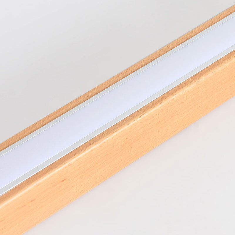 Deckenleuchte LED linear aus Holz und Acryl | Dunkles Holz oder Naturholz | 60–180 cm | 3 Lichtfarben
