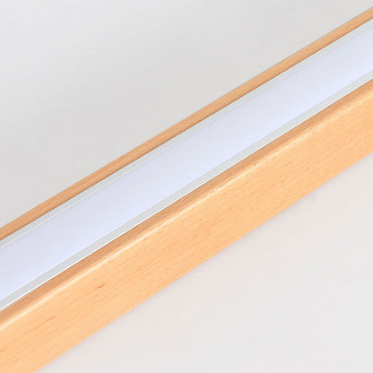 Deckenleuchte LED linear aus Holz und Acryl | Dunkles Holz oder Naturholz | 60–180 cm | 3 Lichtfarben
