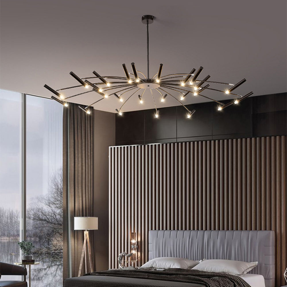 Kronleuchter Linear aus Metall mit Spots | Schwarz oder Weiß | 12, 18 oder 24 Lichter | G9-Leuchtmittel Inklusive