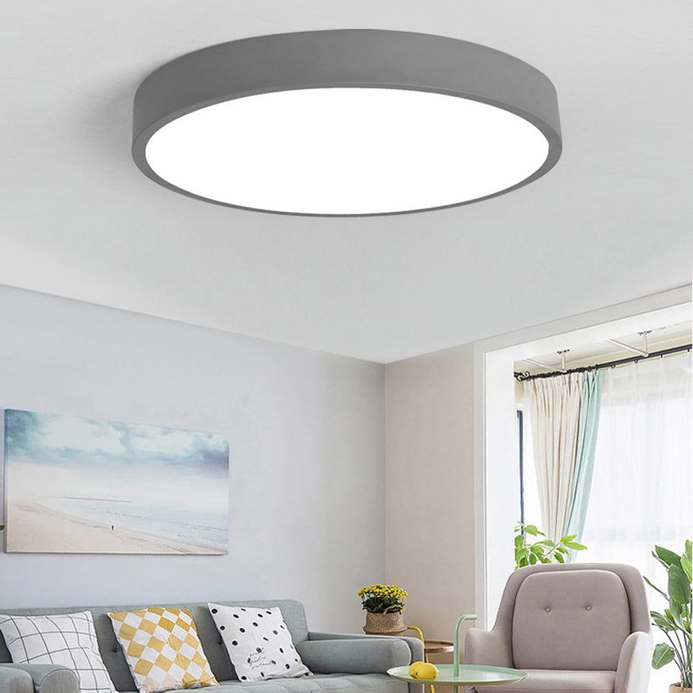 Deckenleuchte LED Rund | Metall und Acryl in 5 Farben | Gelb, Blau, Grün, Rosa oder Grau | Ø 30–50 cm