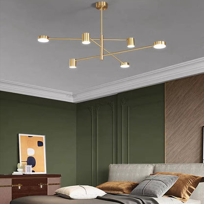 Pendelleuchte LED Industrial | Astform aus Schwarzem oder Goldenem Metall | 4-, 6- oder 8-flammig | 3 Lichtfarben