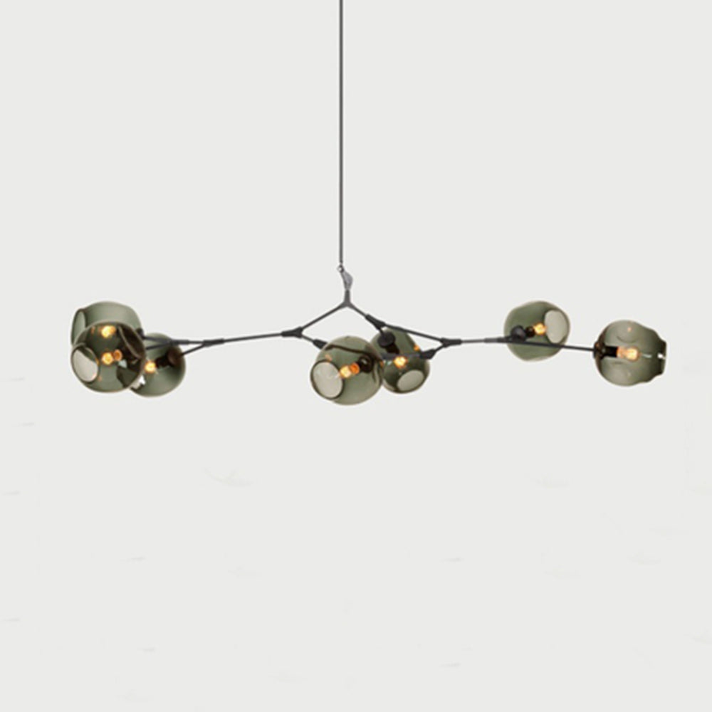 Pendelleuchte mit Glaskugeln | Schwarzes oder Goldenes Gestell | 5–9 Lichter | Klares, Rauch- oder Farbiges Glas