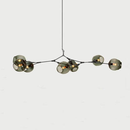 Pendelleuchte mit Glaskugeln | Schwarzes oder Goldenes Gestell | 5–9 Lichter | Klares, Rauch- oder Farbiges Glas