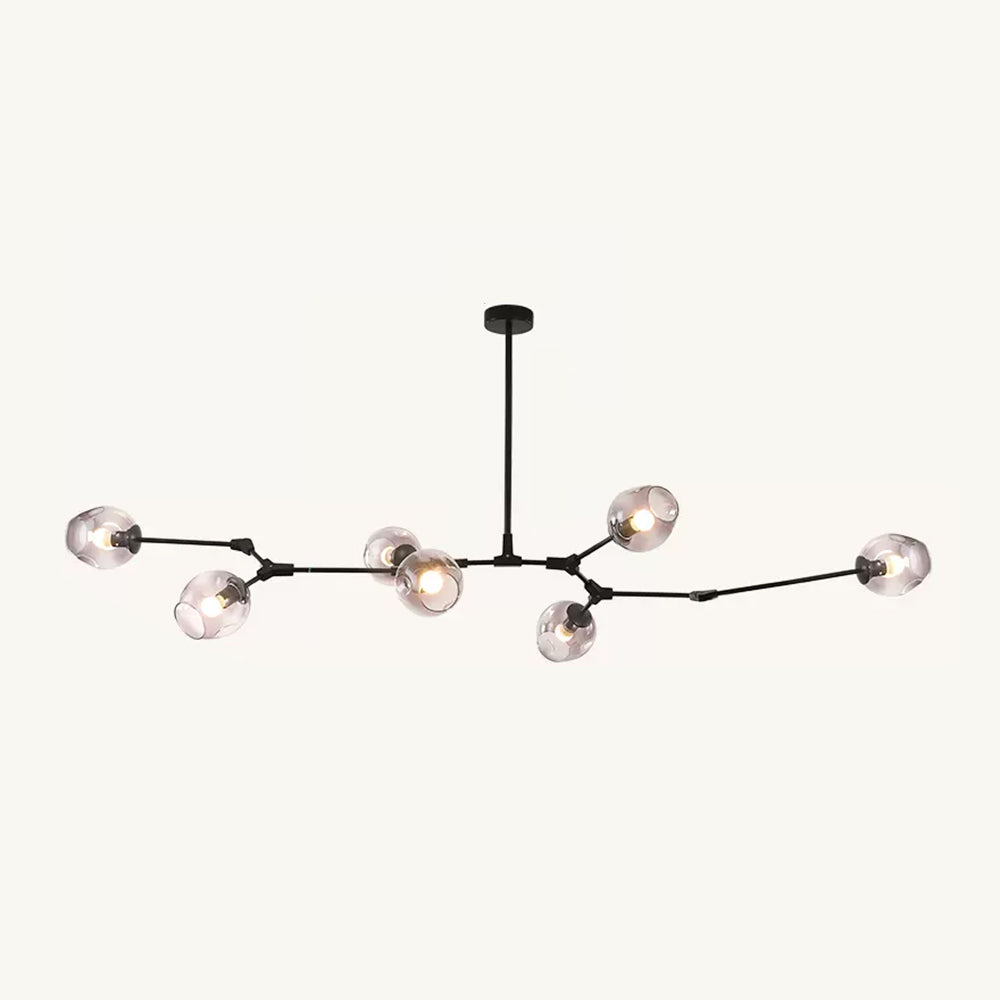 Pendelleuchte mit Glaskugeln | Schwarzes oder Goldenes Gestell | 5–9 Lichter | Klares, Rauch- oder Farbiges Glas