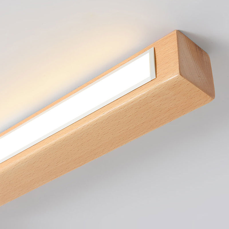 Deckenleuchte LED linear aus Holz und Acryl | Dunkles Holz oder Naturholz | 60–180 cm | 3 Lichtfarben