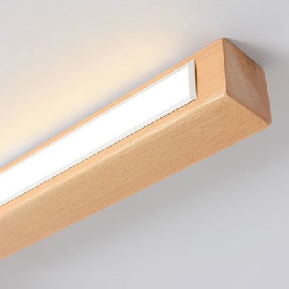 Deckenleuchte LED linear aus Holz und Acryl | Dunkles Holz oder Naturholz | 60–180 cm | 3 Lichtfarben
