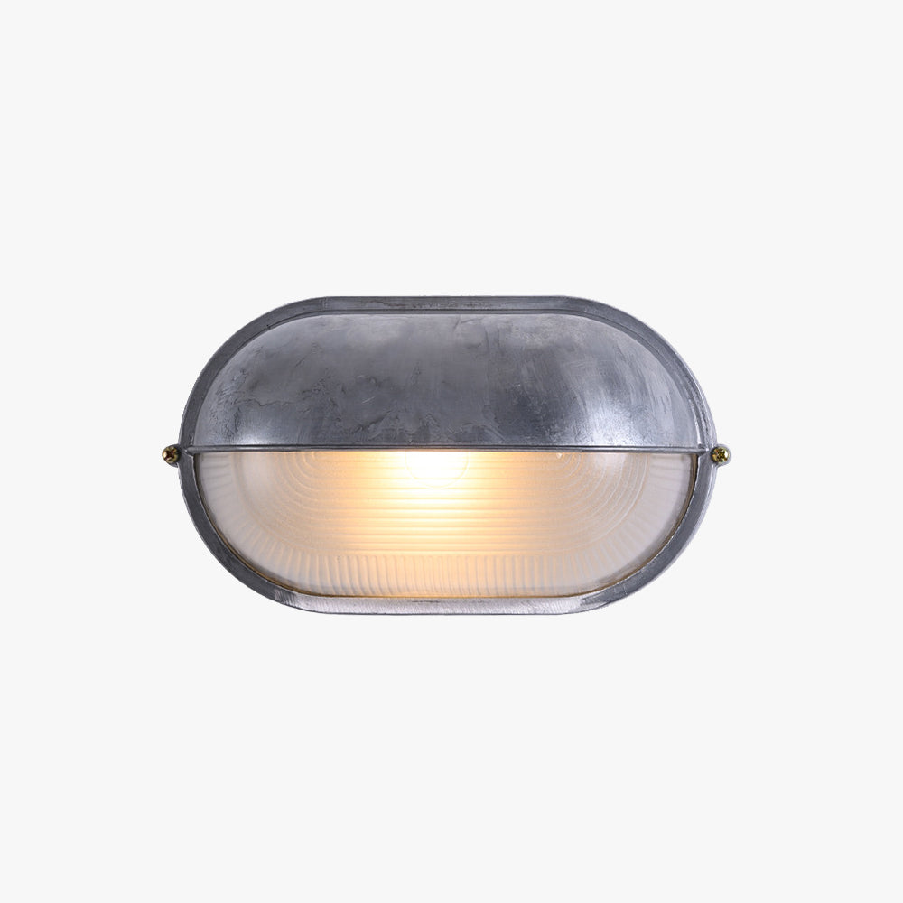 Außenwandleuchte aus Metall und Glas | Oval oder Rund | Silber oder Gold | IP65, Warmweiße LED-Lampe Inklusive
