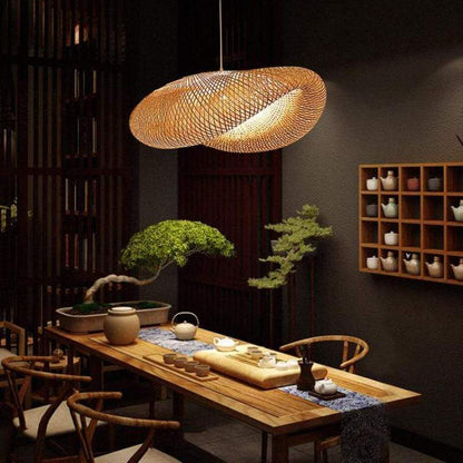 Pendelleuchte aus Bambus | Naturmaterial im Modernen Design | Ø 40–100 cm | Warmweißes LED-Licht für Esstisch und Küche