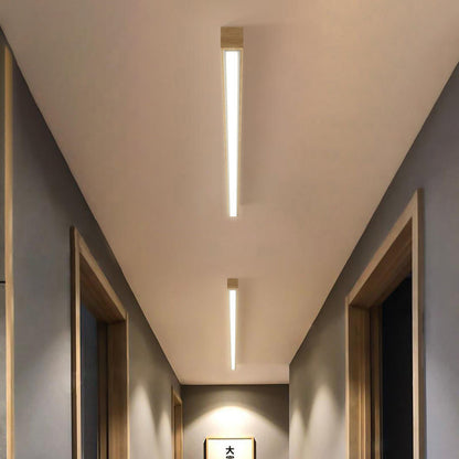 Deckenleuchte LED linear aus Holz und Acryl | Dunkles Holz oder Naturholz | 60–180 cm | 3 Lichtfarben
