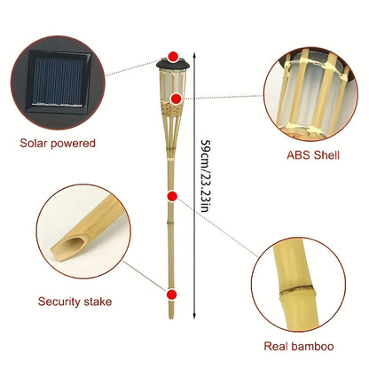 Solcellsfacklor Bambu 2-pack | Flamljus LED Trädgård | Vattentålig | Marklampa 59 cm