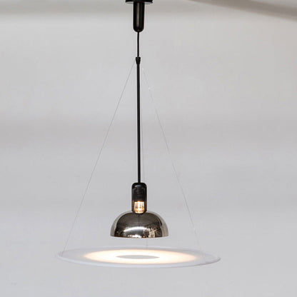 Pendelleuchte aus Metall und Glas | Glockenförmiger Schirm | Chrom, Schwarz, Rot oder Gold | LED mit 3 Lichtfarben