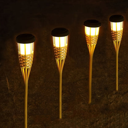 Solcellsfacklor Bambu 2-pack | Flamljus LED Trädgård | Vattentålig | Marklampa 59 cm