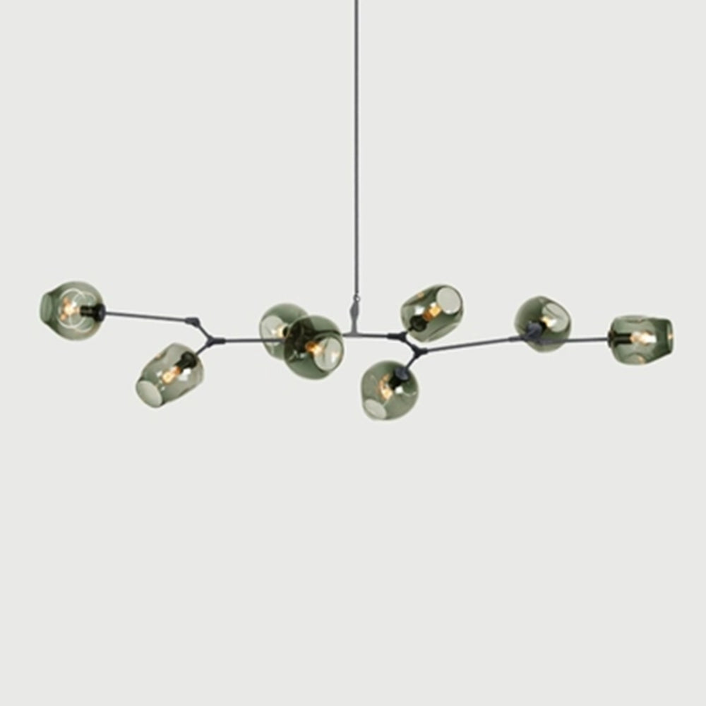 Pendelleuchte mit Glaskugeln | Schwarzes oder Goldenes Gestell | 5–9 Lichter | Klares, Rauch- oder Farbiges Glas