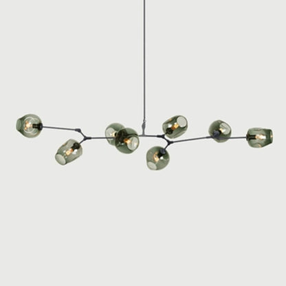 Pendelleuchte mit Glaskugeln | Schwarzes oder Goldenes Gestell | 5–9 Lichter | Klares, Rauch- oder Farbiges Glas