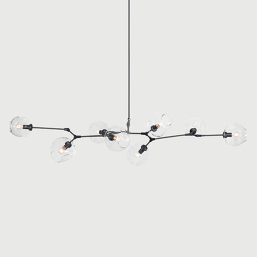 Pendelleuchte mit Glaskugeln | Schwarzes oder Goldenes Gestell | 5–9 Lichter | Klares, Rauch- oder Farbiges Glas