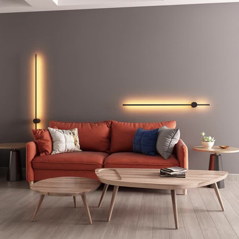 Vägglampa LED Linjär för Inomhus | Svart Metall | Varmvitt Ljus | 60 eller 90 cm