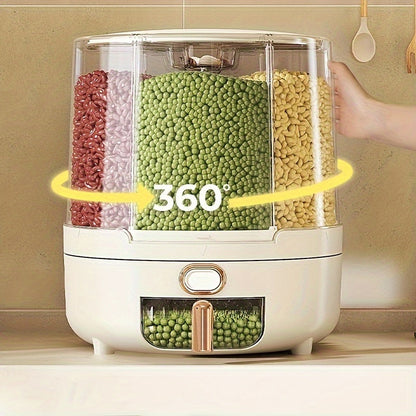 Roterande Förvaringsburk för Skafferi | Lufttät Behållare för Ris, Flingor & Mjöl | 360° Design