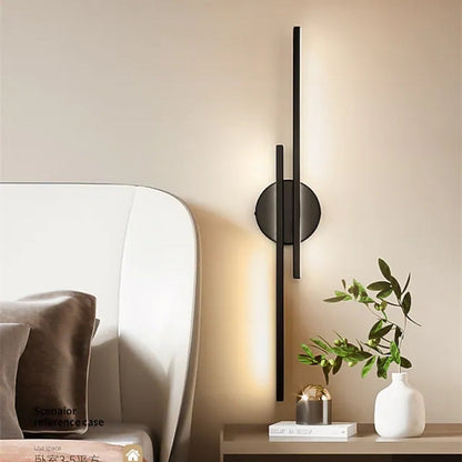Vägglampa Linjär LED | Dubbel Linje i Svart eller Vit | Varmvit, Vit eller Dimbar | 55–71 cm
