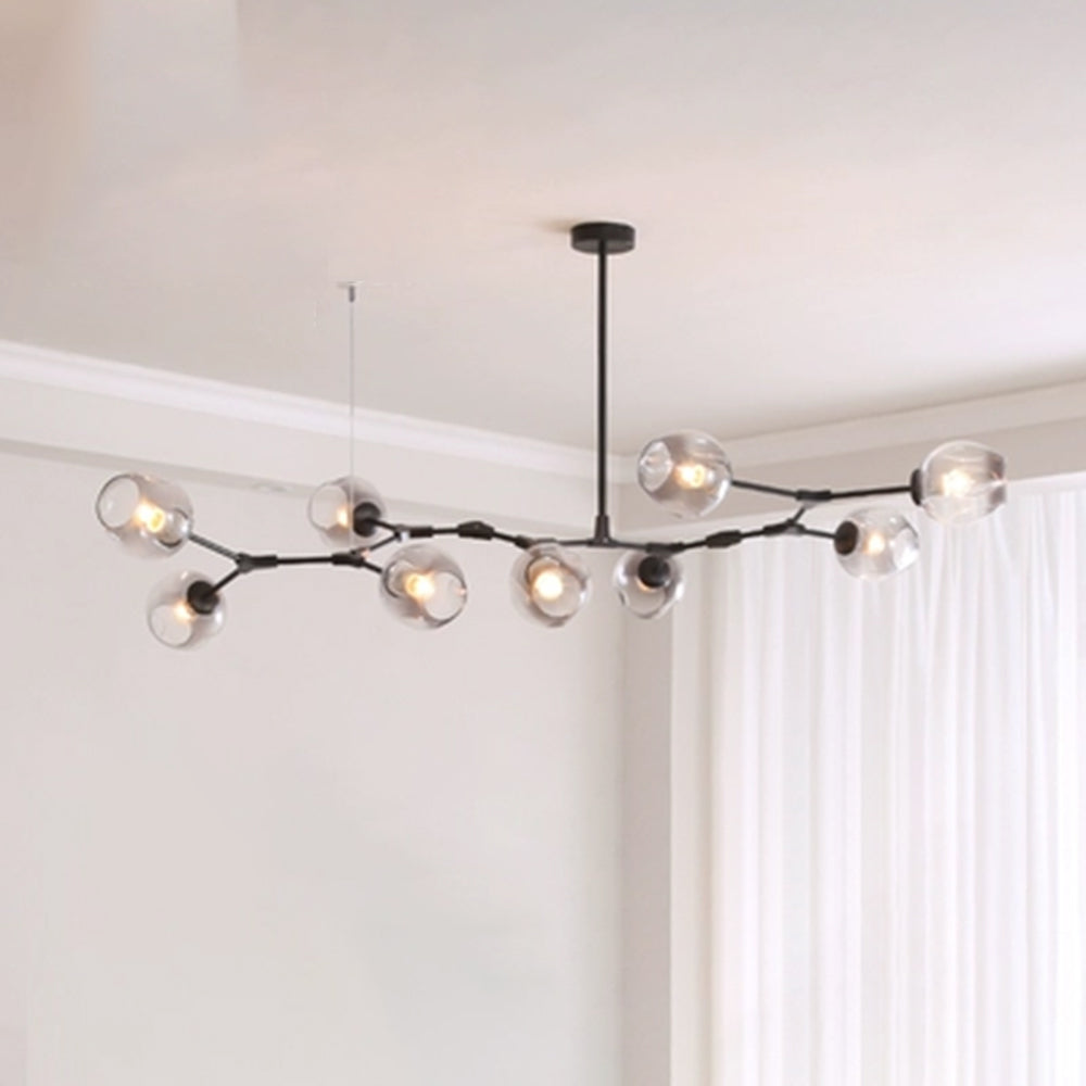 Pendelleuchte mit Glaskugeln | Schwarzes oder Goldenes Gestell | 5–9 Lichter | Klares, Rauch- oder Farbiges Glas