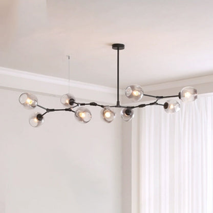 Pendelleuchte mit Glaskugeln | Schwarzes oder Goldenes Gestell | 5–9 Lichter | Klares, Rauch- oder Farbiges Glas