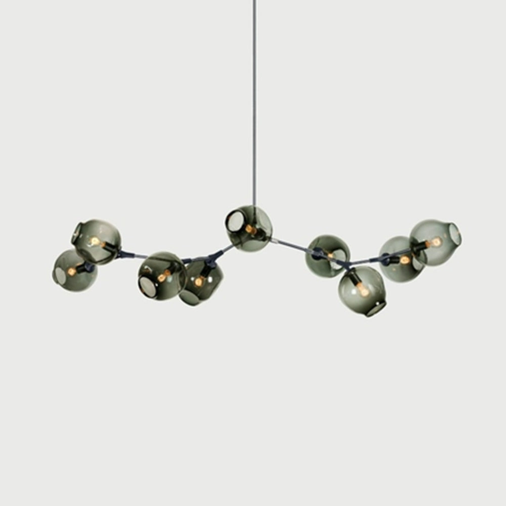 Pendelleuchte mit Glaskugeln | Schwarzes oder Goldenes Gestell | 5–9 Lichter | Klares, Rauch- oder Farbiges Glas