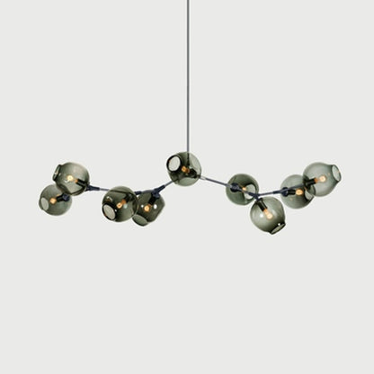 Pendelleuchte mit Glaskugeln | Schwarzes oder Goldenes Gestell | 5–9 Lichter | Klares, Rauch- oder Farbiges Glas