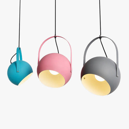 Pendelleuchte Kugel aus Metall | Gelb, Hellblau, Rosa, Dunkelblau oder Grau | Ø 20 oder 25 cm | LED-Lampe inklusive