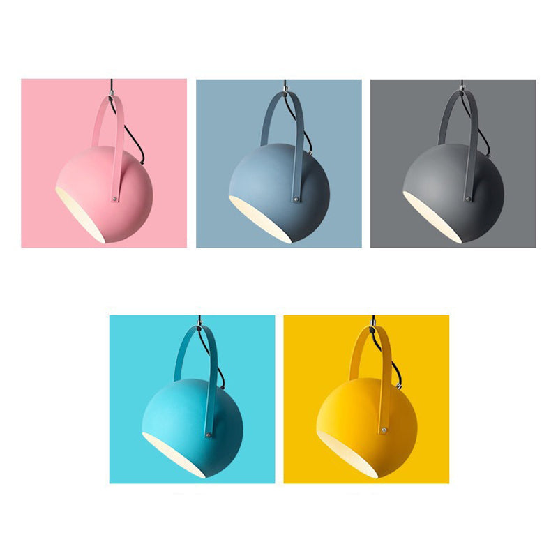 Pendelleuchte Kugel aus Metall | Gelb, Hellblau, Rosa, Dunkelblau oder Grau | Ø 20 oder 25 cm | LED-Lampe inklusive
