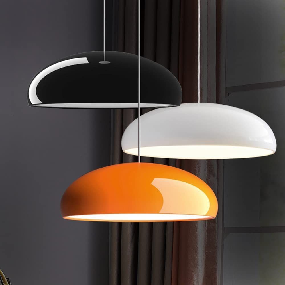 Pendellampa i Akryl och Metall | Rundad Skärm i Orange, Svart, Vit eller Vinröd | Ø 35,1–59,9 cm | 3 Ljusfärger