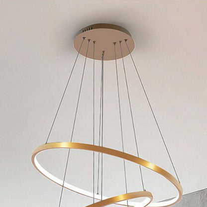Pendelleuchte LED mit 3 Ringen aus Metall und Glas | Schwarz, Weiß oder Gold | Ø 20–80 cm | Fernbedienung