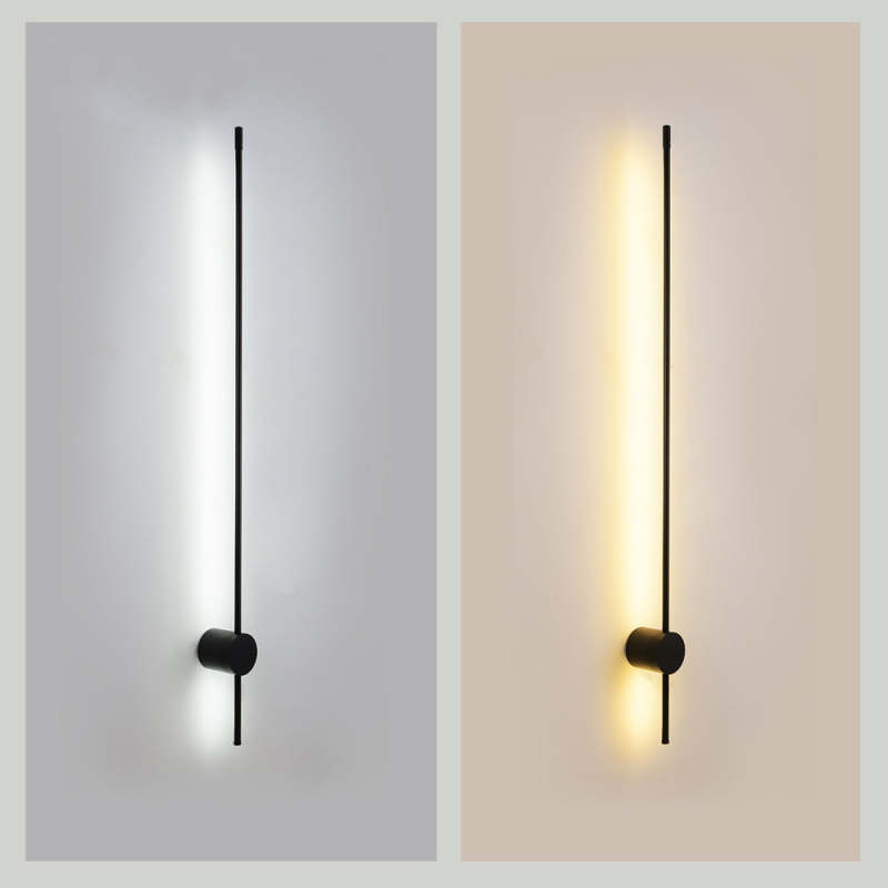 Wandleuchte LED Linear aus Schwarzem Metall und Acryl | 55–120 cm | Warmweiß oder Kaltweiß | Für Schlafzimmer und Arbeitszimmer