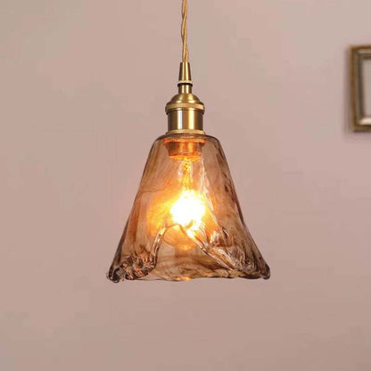 Pendellampa Industriell i Glas och Metall | Mässingsfärgad Vintagestil | 4 Former | LED-lampa Ingår