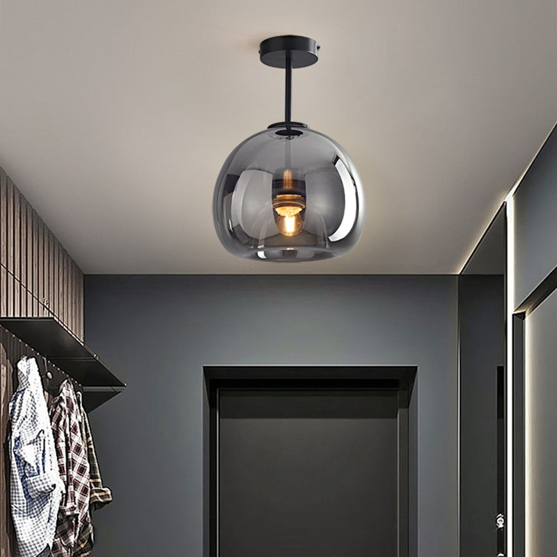 Deckenleuchte aus Glas und Metall | Kuppelförmiger Glasschirm in Gold oder Schwarz | Als Deckenlampe oder Pendelleuchte | Wohnzimmer und Schlafzimmer