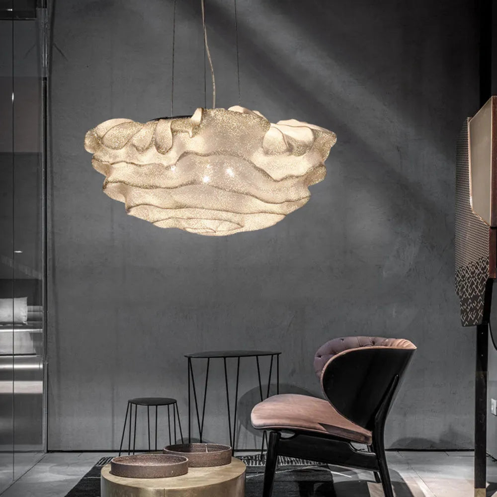 Pendellampa Molnformad | Skulptural Design i Rostfritt Stål | Varmvitt LED-ljus | 40–80 cm