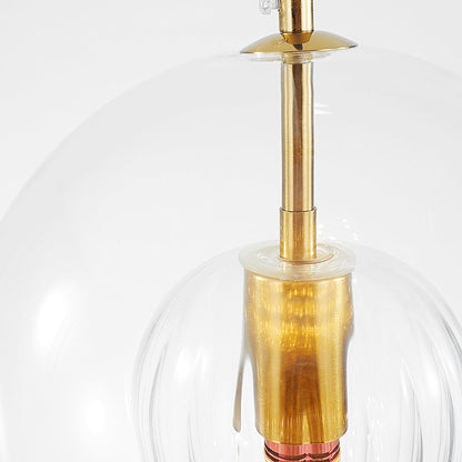 Pendellampa Glaskula | Räfflat Glas i Klart eller Bärnsten | Varmvit LED | Ø 15–24,9 cm