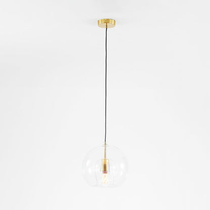 Pendellampa Glaskula | Räfflat Glas i Klart eller Bärnsten | Varmvit LED | Ø 15–24,9 cm