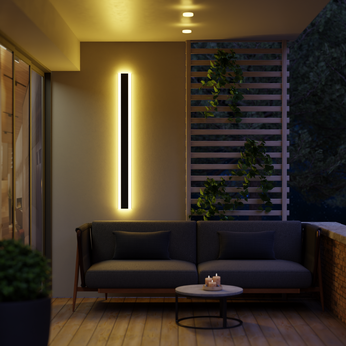 Außenwandleuchte Linear LED | IP65 aus Metall und Acryl | Mit oder Ohne Sensor | 30–200 cm