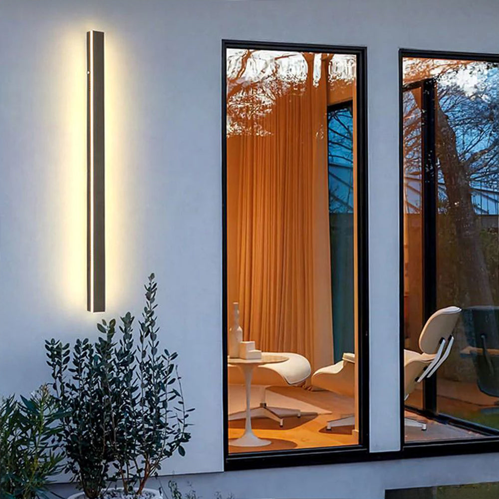 Außenwandleuchte LED Linear | Metall und Acryl in Schwarz oder Zementgrau | IP65 | 30–200 cm mit oder ohne Sensor