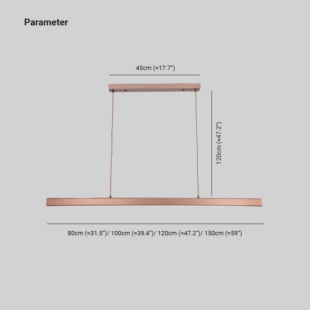 Pendellampa LED Linjär i Metall | Svart eller Brun | 80–150 cm för Matbord | Dimbar med Fjärrkontroll
