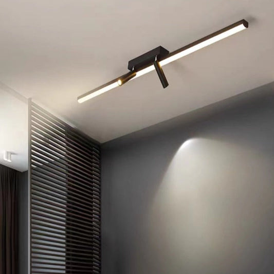 Taklampa Spotlight LED | Linjär 80 och 100 cm | Riktbara spottar | Svart metall för vardagsrum