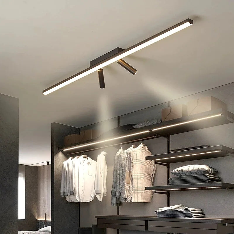 Taklampa Spotlight LED | Linjär 80 och 100 cm | Riktbara spottar | Svart metall för vardagsrum