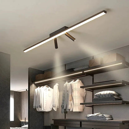 Taklampa Spotlight LED | Linjär 80 och 100 cm | Riktbara spottar | Svart metall för vardagsrum